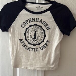 Hollister Black and White Raglan Tee